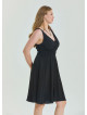 V Neck Robe Black Plus Size Dress 4587
